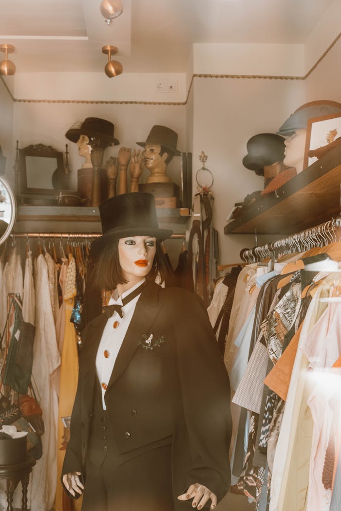 services-03 Elegant vintage mannequin in a boutique window showcasing fashion in Köln, Germany.